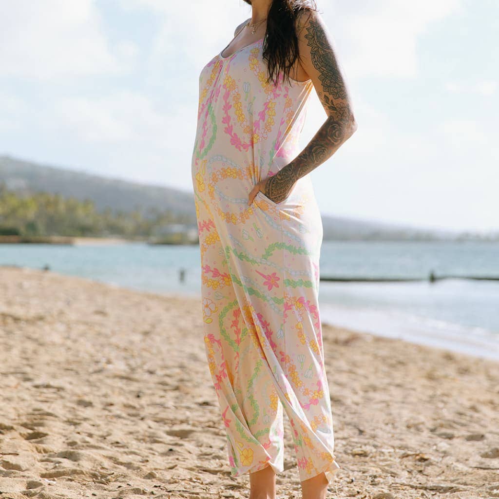 Lei Day in Sand Women's Wide Leg Jumpsuit